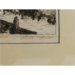 Kenneth F Parratt (British early 20th century): Staithes, etching signed together with English School (20th century): 'Robin Hoods Bay Yorkshire Coast', etching indistinctly signed,  titled in the plate max 20cm x 25cm (2)