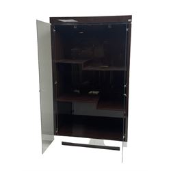 Alf Italia - Art Deco style walnut display cabinet, two glass doors enclosing two stepped shelves, illuminated interior