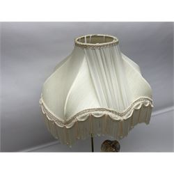 Capodimonte figural table lamp, signed Vittorio Sabadin, with fabric tassel shade, H59cm