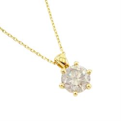 18ct gold round brilliant cut diamond pendant necklace, diamond 1.51 carat, with Wold Gemological Institute report