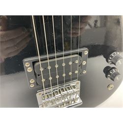 Encore black electric cut-away guitar L96cm; and Spanish Victor Garcia model 187 acoustic guitar, bears label dated 1972 L99cm; each in soft carrying case (2)