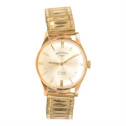 9ct gold cased Rotary 17 jewels Incabloc gentleman's wristwatch, on expanding steel strap