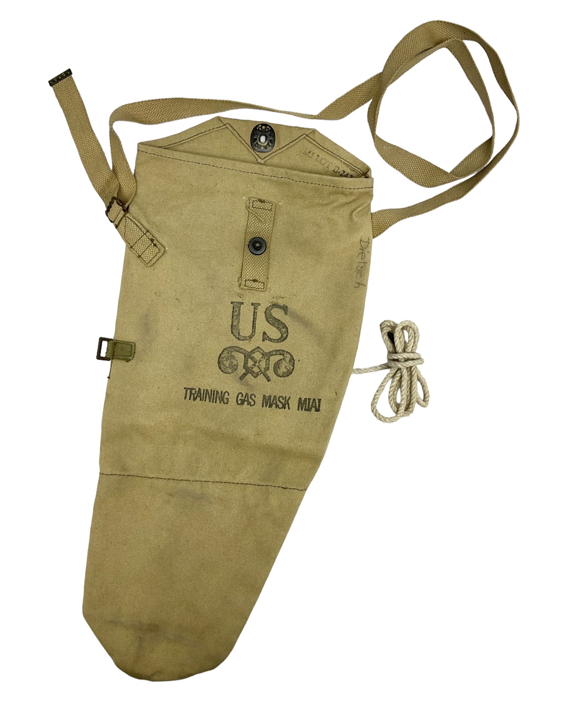 WW2 US gas mask bag cover, marked Training Gas Mask M1A1, probably D-Day/Normandy period 1944