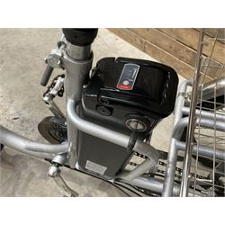Alpine electric tilt trike - power assisted with throttle (no need to pedal), 15.5mph with 40 mile range, only 37 miles from new, silver finish, removable battery with charger, YoungDo gell seat with cover, £2749 new.