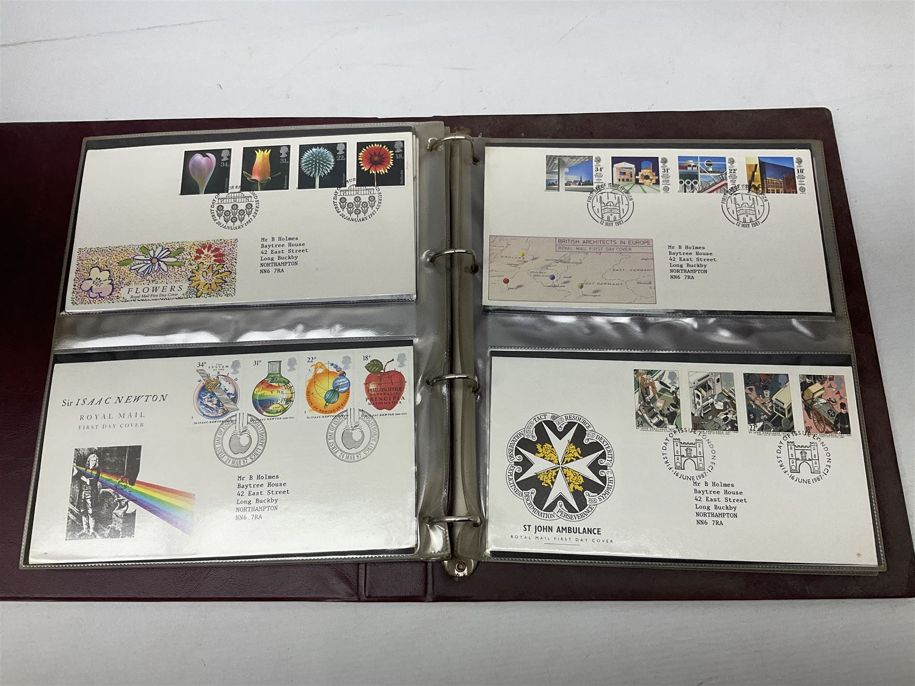 Royal Mail first day covers, mostly with special postmarks, housed in three ring binder folders