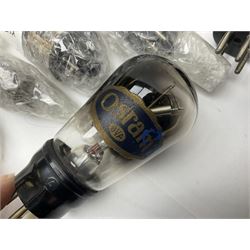Collection of Osram, Elpico, Sylvania and similar thermionic radio valves/vacuum tubes, including P2, L21, DH77 GK9, U14 and PCLl86, approximately 19 as per list, unboxed