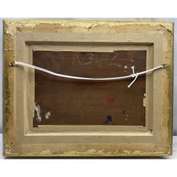 Arthur A Friedenson (Staithes Group 1872-1955): 'In the Harbour - St Monans Fife', oil on panel signed, titled verso 24cm x 34cm