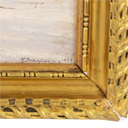 Victor Stepanovich Podgoursky (Russian 1893-1969): Chinese River Landscape, oil on board signed and dated 1928, 31cm x 46.5cm 
Notes: Russian artist who lived in China for 27 years and taught at the Shanghai Academy of Fine Arts. He was known for his paintings of Chinese life 