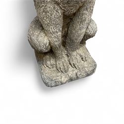 Large cast stone Deer Hound on square plinth base