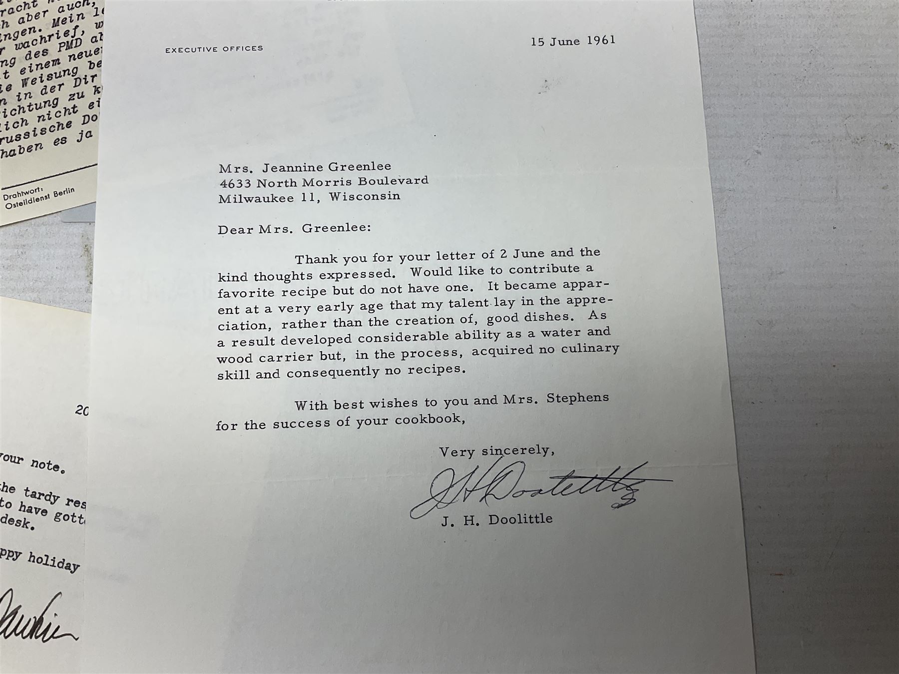 Over five-hundred and fifty autographs and signatures on cards, letters, posters, a book, photographs etc including Jefferson Davis, Lyndon B. Johnson, Orson Welles, Mary Pickford, Mickey Rooney, Peter O'Toole, Julie Andrews, Debbie Reynolds, Diana Dors, Alain Delon, Christiaan Barnard, Monica Lewinsky, Clifford Bax, Dom Mintoff, Pierre Trudeau, Margaret Truman, Marie Stopes, Havelock Ellis, Alfred Piccaver, Elisabeth Schumann, James Doolittle, Will Hays, Jesse Lasky, Billie Whitelaw, Megan Lloyd George, Leni Riefenstahl, Princess Anne & Captain Mark Phillips, Princess Alexandra of Kent & Angus Ogilvy, Prince & Princess Michael of Kent, Laurence Olivier, Leslie Caron, Lillian Hellman, Roddy Doyle, Max Mosley, Charlton Heston, Jerry Lewis, Jeremy Brett, Tallulah Bankhead, Russell Braddon, Marc Chagall, Roy Jenkins, Beatrice Webb, Olave Baden-Powell, Samuel Hoare, Leslie Hore-Belisha, Amelita Galli-Curci, Joan Miro, Tony Blair, Beryl Cook, Giles etc