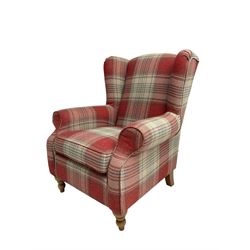 Next Home - wingback armchair, upholstered in checkered fabric