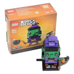 Six Lego Brick Headz built figures, comprising 40351 Ghost, 40272 Witch and 40422 Frankenstein, 41613 Mr Incredible & Frozone, 41593 Captain Jack Sparrow and 41594 Captain Armando Salazar, 