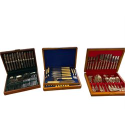 Three cased canteens of cutlery, including a set of fish knives 