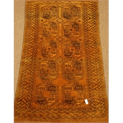  Persian Bokhara gold ground rug, traditional Gul design, 230cm x 140cm  
