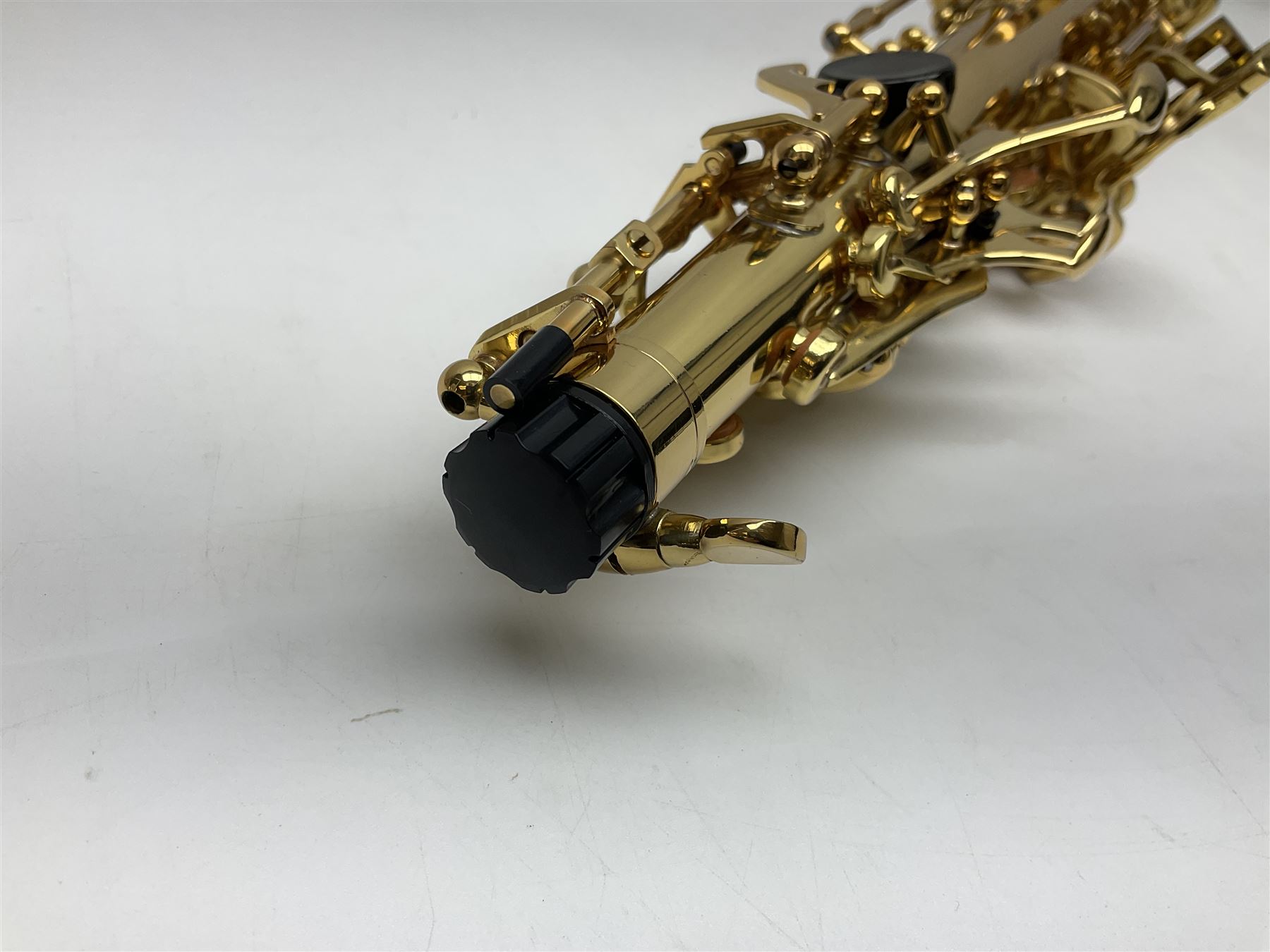 Trevor James The Horn Classic II brass straight soprano saxophone, serial no.T1255; in lightweight carrying case with accessories