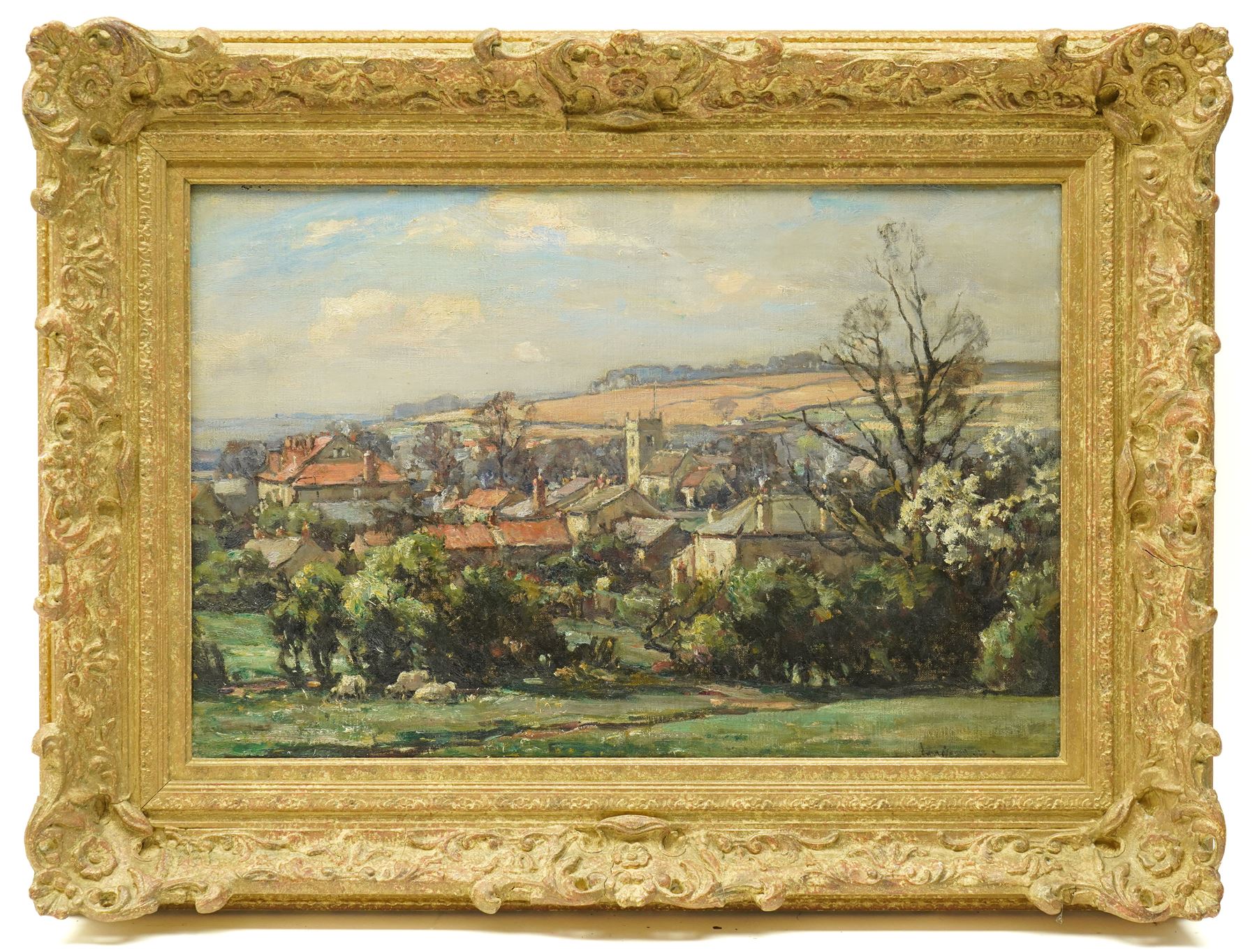 Owen Bowen (Staithes Group 1873-1967): Collingham Bridge Near Wetherby - West Yorkshire, oil on canvas signed and dated '28, 40cm x 60cm