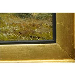 Herbert F Royle (British 1870-1958): Haymaking at Bolton Abbey, oil on canvas signed 39cm x 59cm in quality heavy gilt frame