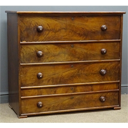  Victorian mahogany chest, four drawers, W110cm, H99cm, D52cm  