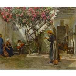  Cilius Johannes Konrad Andersen (Danish 1865-1913): Figures in a Mediterranean Courtyard, oil on canvas signed 54cm x 66cm  