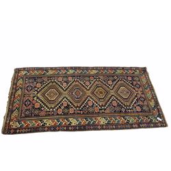 Persian navy blue ground geometric pattern rug