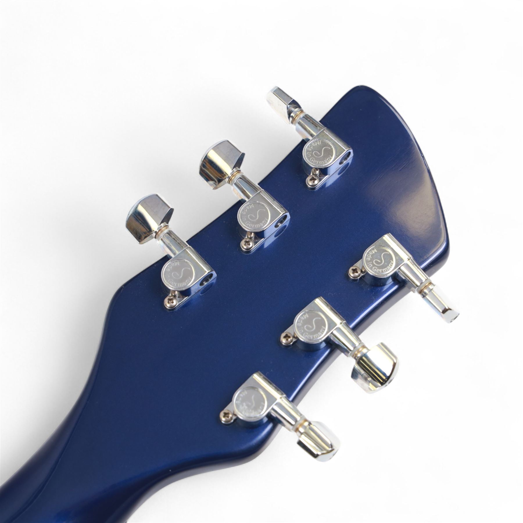 Rickenbacker model no. 360 six string electric guitar, in midnight blue finish, serial no. 33793 made in USA, circa 2017, in Rickenbacker fitted hard case with plush black interior, guitar L100cm