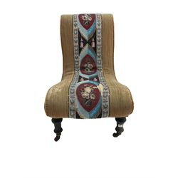 Victorian shaped nursing chair upholstered in needle work fabric