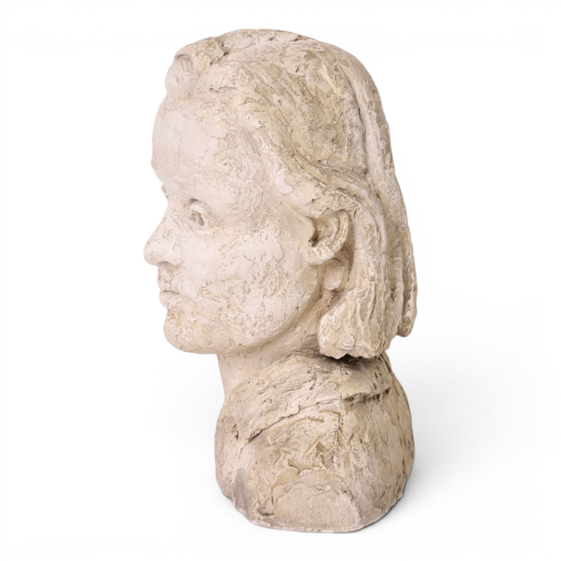 Modern plaster bust, modelled as a woman, H32cm 