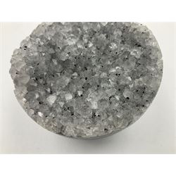 Amethyst geode spheres, with white crystalline internal formation, D9cm