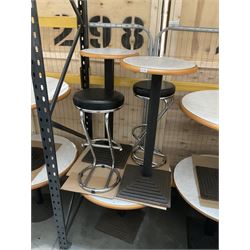 Pair of marble effect bar tables with stools and single table. - THIS LOT IS TO BE COLLECTED BY APPOINTMENT FROM DUGGLEBY STORAGE, GREAT HILL, EASTFIELD, SCARBOROUGH, YO11 3TX
