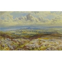  Mary Weatherill (British 1834-1913): Panoramic view from the Moors looking towards Whitby, watercolour heightened in white signed and dated 1901, 34cm x 52cm  