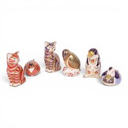Royal Crown Derby paperweights, including Platypus gold stopper, Kingfisher silver stopper...