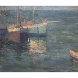Newlyn School (Early 20th century): Fishing Boats at Anchor, oil on canvas laid on panel unsigned 24cm x 28cm