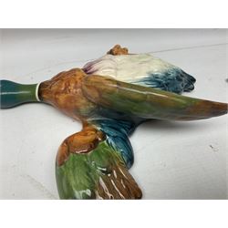 Set of five Beswick graduated wall mounting figures of flying ducks, models from 596/0 to 596/4, largest L29cm