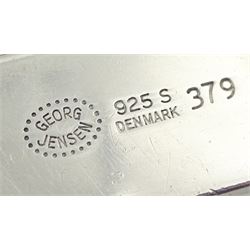 Georg Jensen silver geometric pendant necklace, with T-bar clasp, designed by Astrid Fog, No. 379, London import mark 1973, boxed