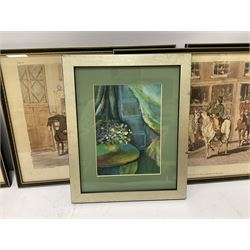 Set of four framed prints after J.A. Atkinson, together with three framed textured prints of ships etc (11) 