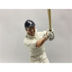Royal Doulton limited edition figure of Geoffrey Boycott O.B.E, HN3890, no 253/8114, together with four Royal Doulton limited edition character jugs of cricket interest, comprising The Hampshire Cricketer D 6739, no 3903/5000, Freddie Trueman O.B.E, D 7090, no 502/9500, Brian Johnners Johnston, D 7018, no 1281/9500 and Len Hutton D 6945 no 263/9500, four with certificates, one with box