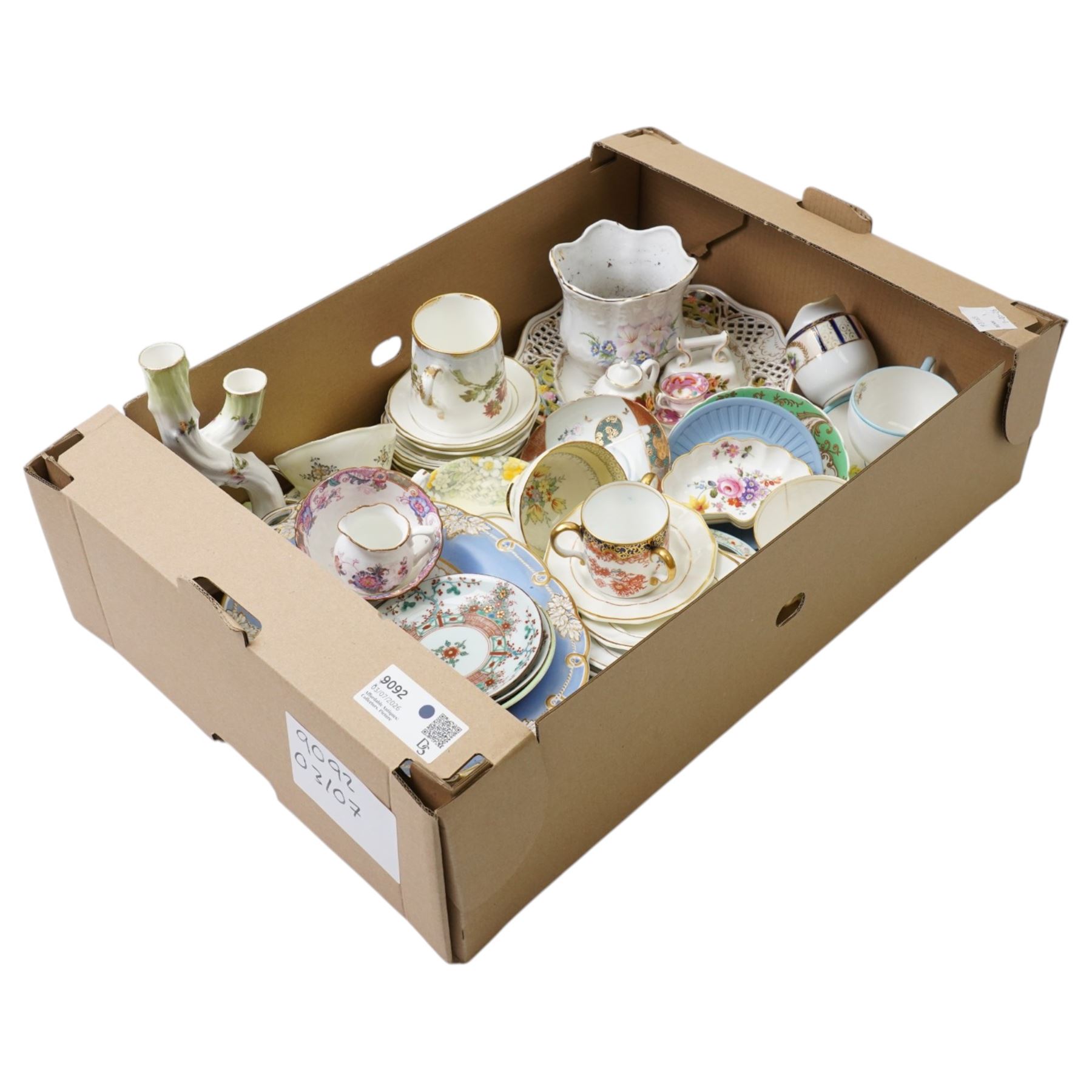 Royal Paragon trio to commemorate the birth of Princess Margaret and Baby's Plate, Royal Crown Derby tyg and two pin dishes, etc