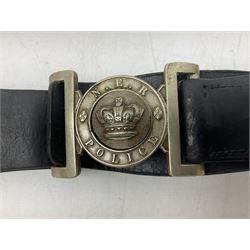 North Eastern Railway Police adjustable leather belt with steel buckle; crudely inscribed '270'