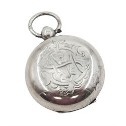 Early 20th century silver sovereign holder, of circular form, engraved with monogram, hallmarked William Luckett, Birmingham 1910, D3.5cm