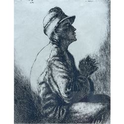 George Percival Gaskell (British 1868-1934): Neuschwanstein Castle Germany, etching signed in pencil together with Julius Komjati (Hungarian 1894-1958): Prisoner in Prayer, etching signed in pencil max 23cm x 25cm (2)