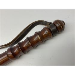 Three police turned hardwood truncheons comprising two patrol truncheons and WPC short truncheon (3)