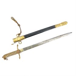 George V midshipman`s dirk, the 45cm straight single edged blade, length etched with crown...
