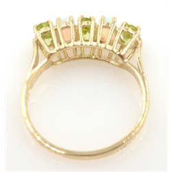  9ct gold peridot and opal, five stone ring, hallmarked  