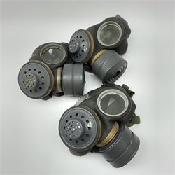 Three post WW2 1950s British Army Avon GD Mk.6 respirators