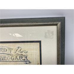 Boer War cotton handkerchief printed with portraits of Lord Roberts and Queen Victoria with a map of Southern Africa and Kipling's The Absent Minded Beggar, framed, handkerchief 44.5 x 43cm