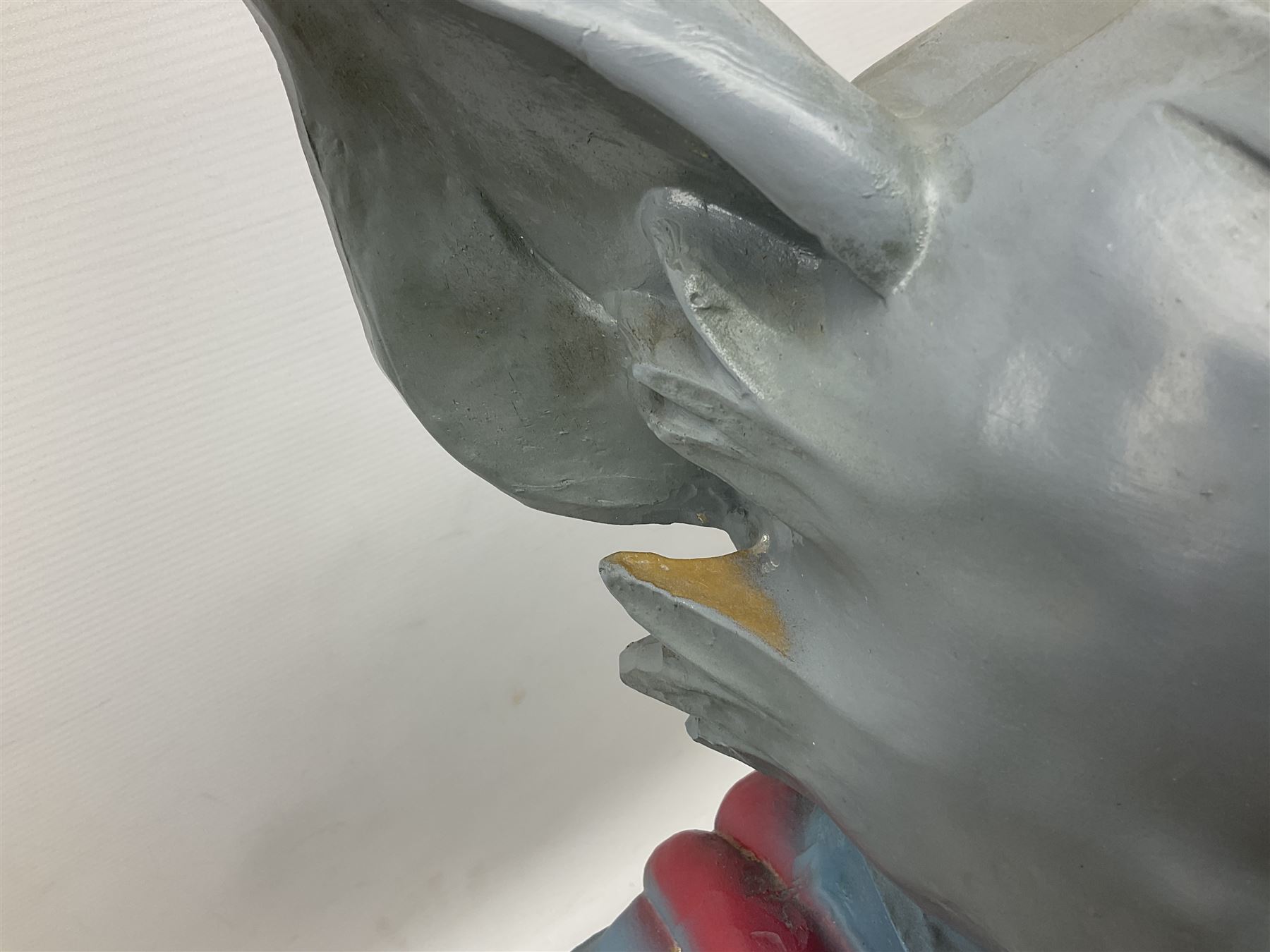 Fibreglass promotional/advertising group of Tom & Jerry, Tom standing wearing a blue track suit with his left hand resting on Jerry's head H63cm