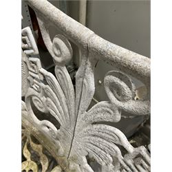 Cast aluminium white painted bench and two chairs - THIS LOT IS TO BE COLLECTED BY APPOINTMENT FROM DUGGLEBY STORAGE, GREAT HILL, EASTFIELD, SCARBOROUGH, YO11 3TX