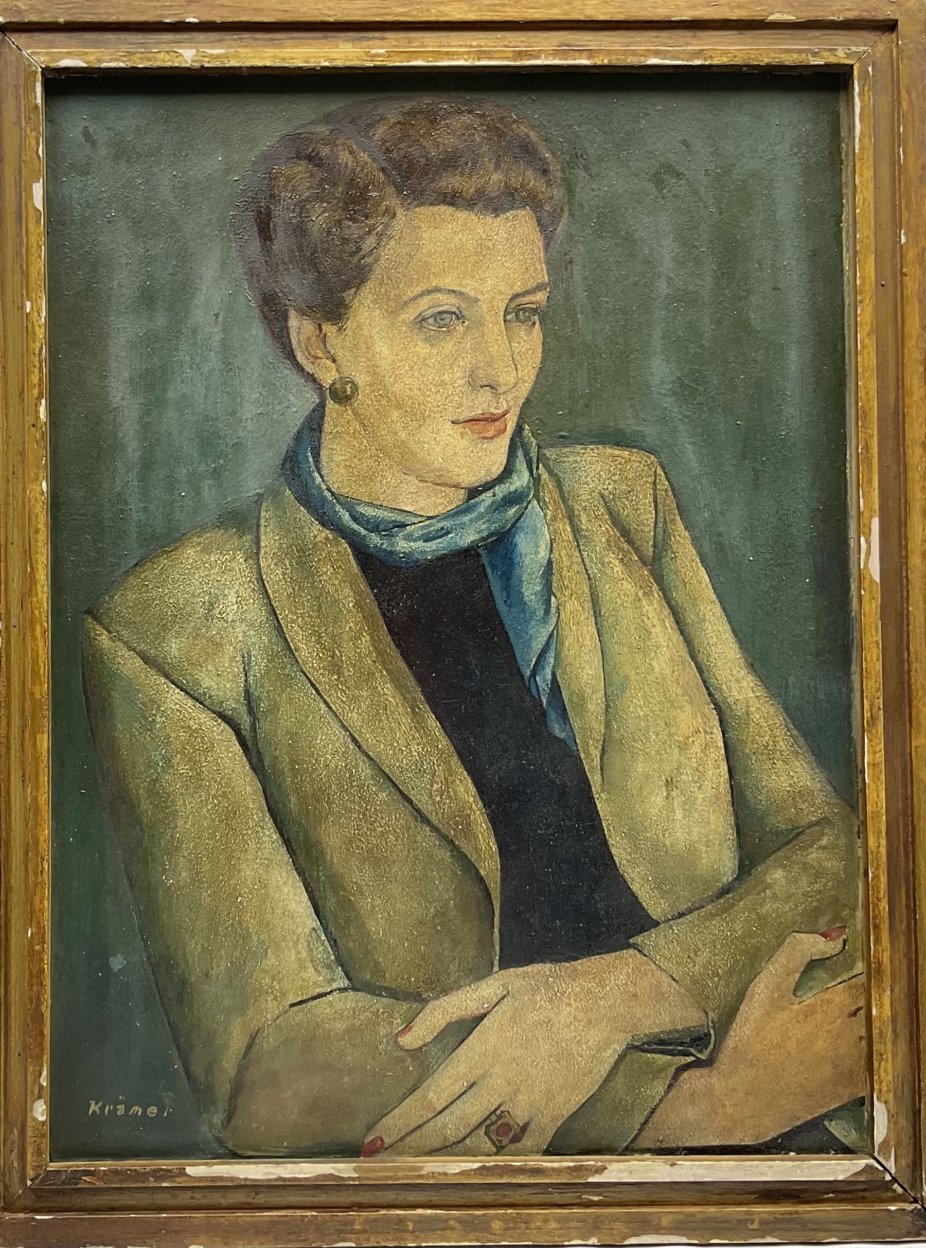 Jacob Kramer (Ukrainian/British 1892-1962): Portrait of a Young Woman, oil on board signed 62cm x 46cm