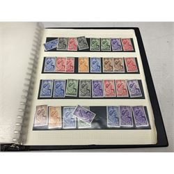 Stamps including various King George VI 12th May 1937 coronation, various 8th June 1946 Victory, various 1923-1948 Silver Wedding, Turks and Caicos Islands 'Raking Salt' mint marginal blocks of four etc, housed in two ring binder folders