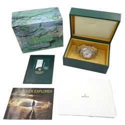 Rolex Oyster Perpetual Date Explorer II gentleman's stainless steel wristwatch, circa 2001, Ref. 16570, serial No. K623156, 'Polar' white dial and fixed 24 hour bezel, boxed with service dated 16 April 2015